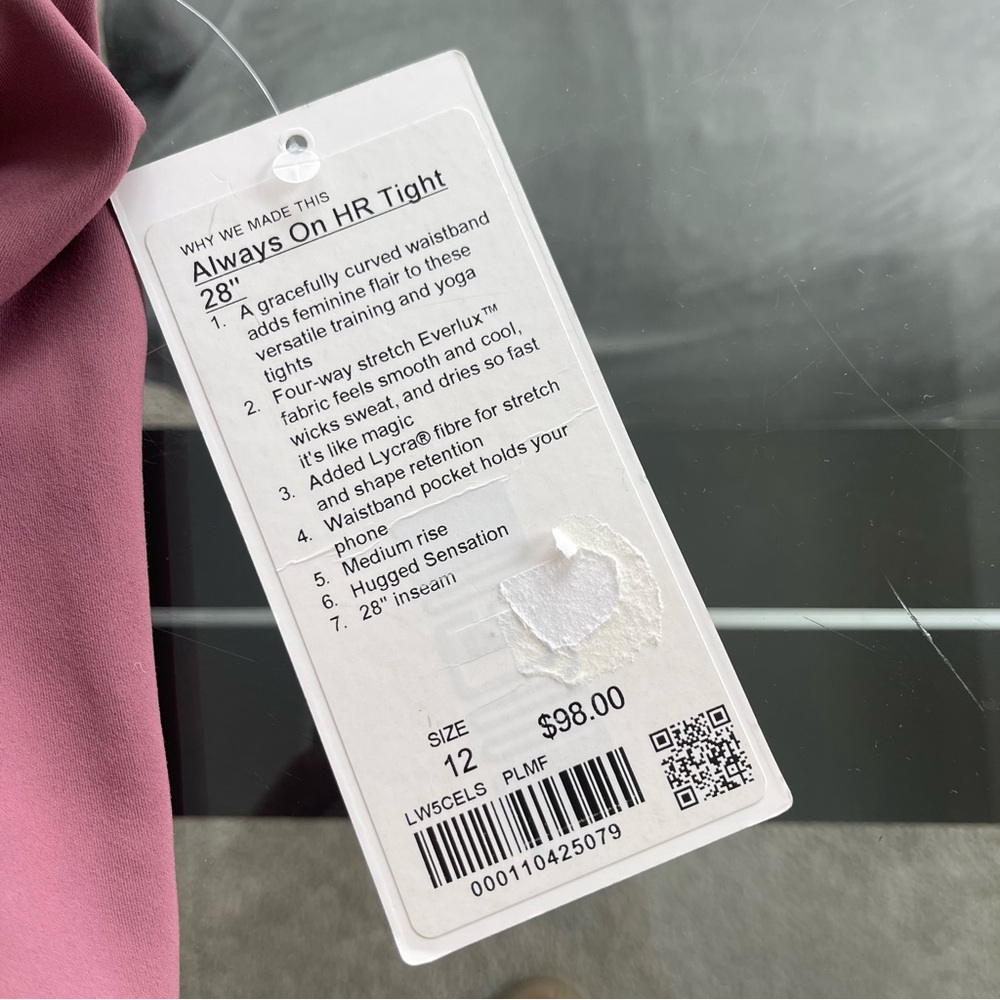 Lululemon Always On High-Rise Tight Pink Size 12 Legging Workout Athleisure - Picture 3 of 8